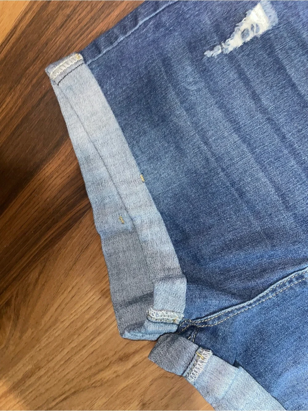 SHEIN Blue Distressed Cuffed Denim Shorts